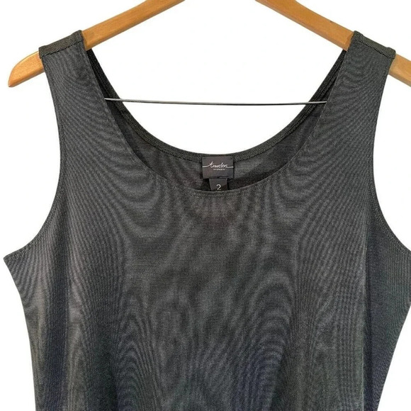 Chicos Travelers Slinky Tank Size 2 Dark Forest Green Stretch Knit Layering Top - Picture 3 of 4